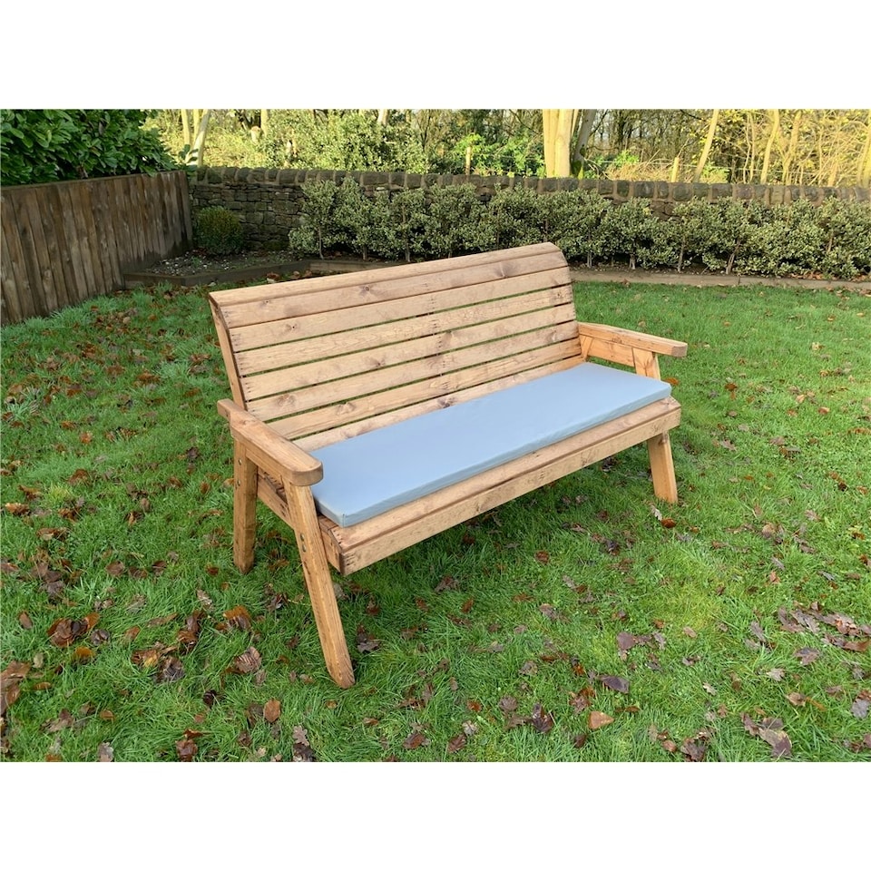 image 1 of Traditional Wooden Three Seater Winchester Bench With 1 x Winchester Cushion Grey & 1 x Fitted Cover