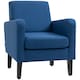 image 1 of HOMCOM Modern Armchair Accent Chair with Rubber Wood Legs for Bedroom Blue