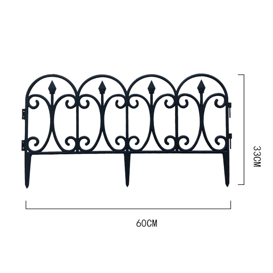 image 1 of Living and Home 6Pcs Outdoor Fence Panels, Garden Border Edging Fence for Yard, Lawn & Landscaping | Black | 60cm W x 33cm H