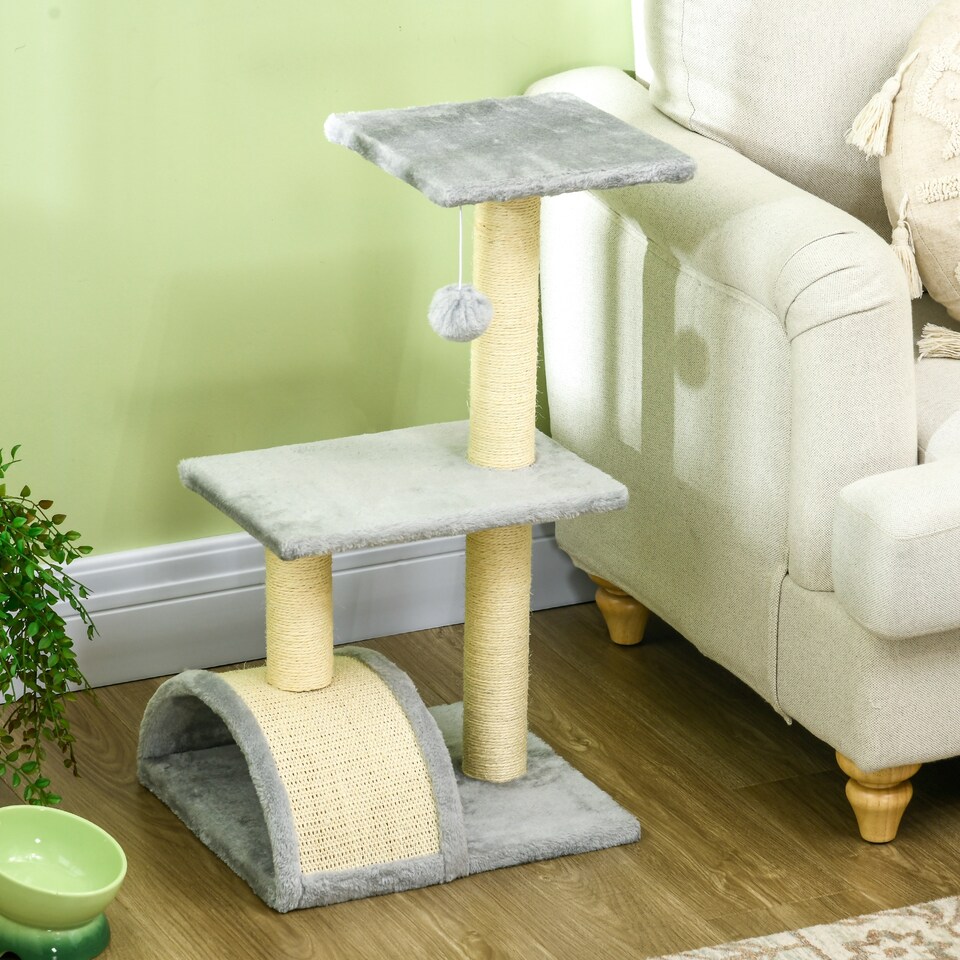 image 1 of PawHut 72cm Cat Tree Tower with Scratching Post Perch, Indoor