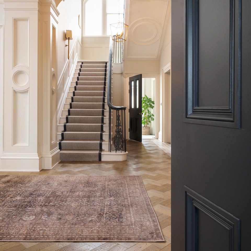 image 1 of Traditional Design Cotton Chenille Rug Beige Machine Washable 160cm x 230cm