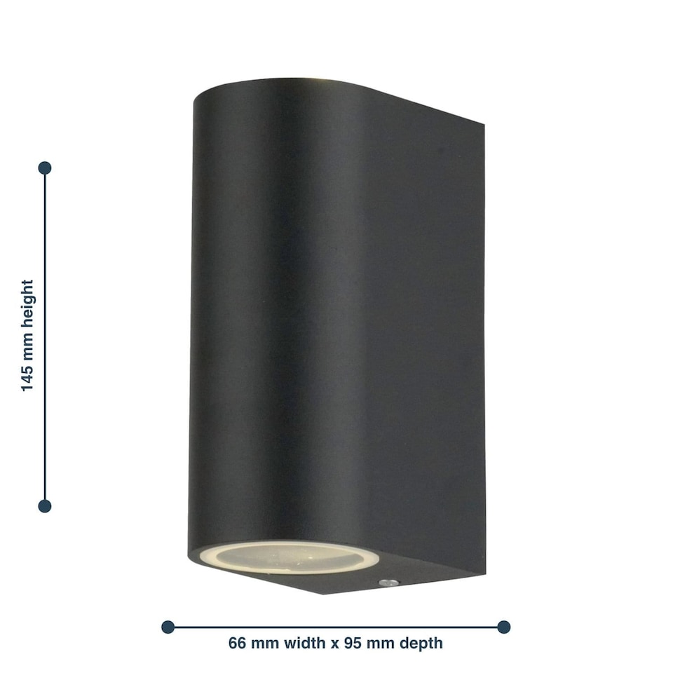 image 1 of Drayton - Black Outdoor Twin Wall Light | Black | Clear | 1