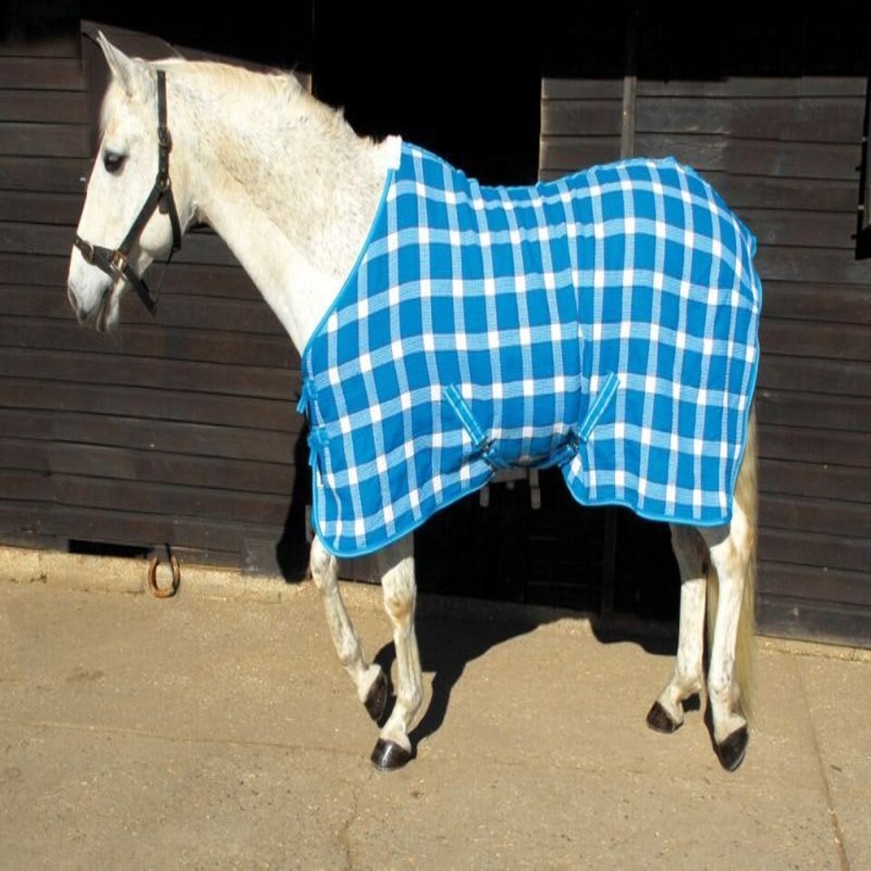 image 1 of Rhinegold Smart Tec Waffle Rug White | Colour: Navy/Red/White Check
Size: 4ft 6