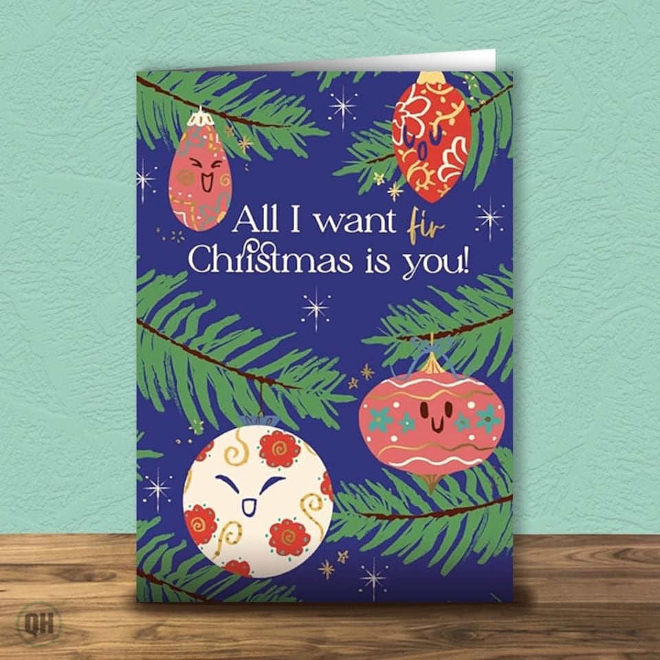 All I Want For Christmas Is You - Classic Style Christmas Card With Gold Foil Finish