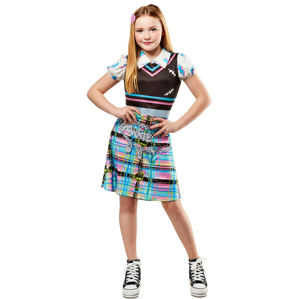 image 1 of Monster High Girls Frankie Stein Costume - Pink/Blue/Black - 5-6 Years 6
