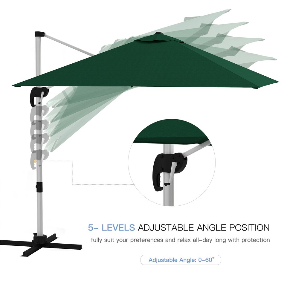 image 1 of Outsunny 3 x 3(m) Cantilever Roma Parasol Garden Umbrella with Cross Base Green
