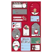 Cute Christmas Characters Foil Sticker Gift Tags