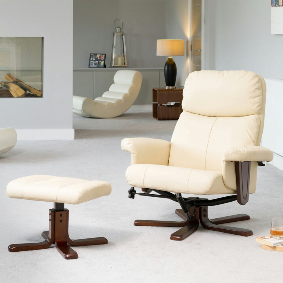 image 1 of Woodacre Swivel Recliner with Massage and Heat - Cream
