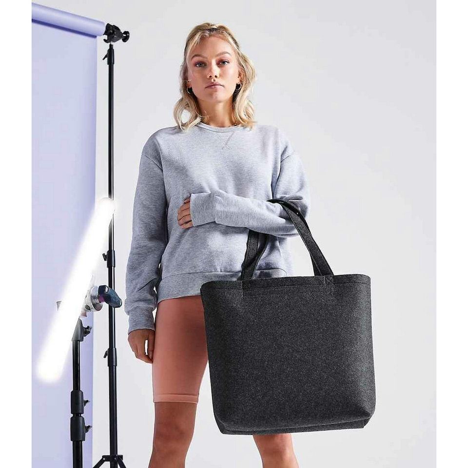 image 1 of Bagbase Felt Shopper - Charcoal Melange - One Size Grey