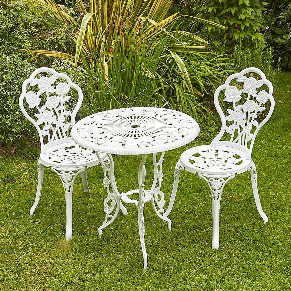 image 1 of Bistro Set Outdoor Patio Garden Furniture Table and 2 Chairs Metal