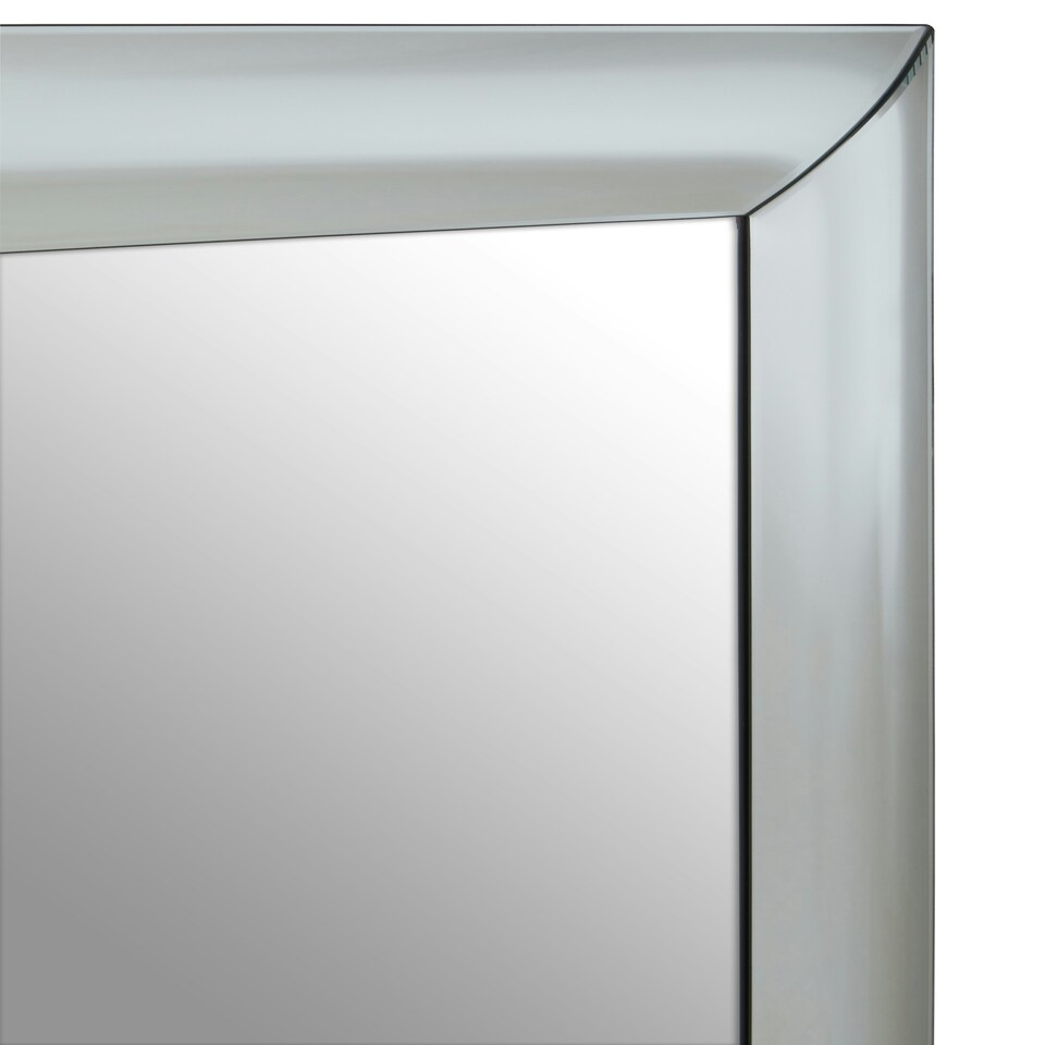 image 1 of Interiors by Premier Art Deco Rectangle Wall Mirror, Silver Panelled Thick Frame Mirror for Living Room, Decorative Mirror Silver