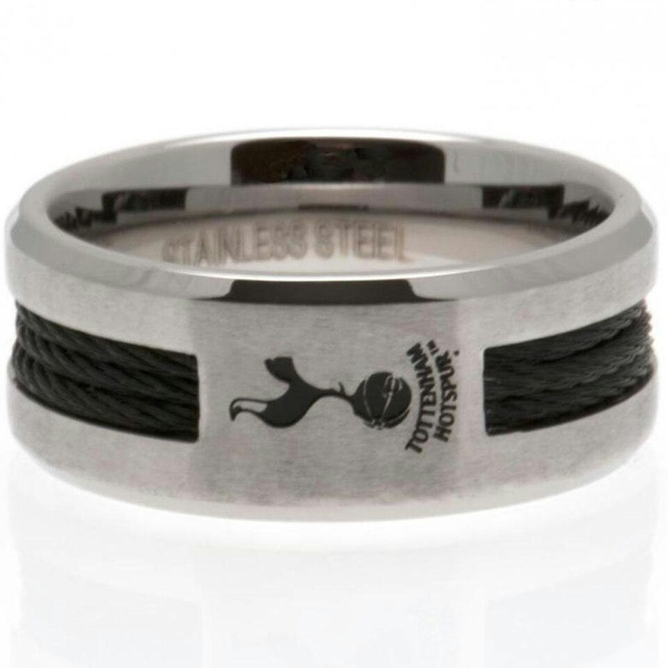 image 1 of Tottenham Hotspur FC Black Inlay Ring - Silver - Large
