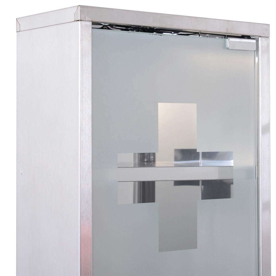 image 1 of HOMCOM Wall Mounted Medicine Cabinet First Aid Box Glass Door Lockable 3 Shelves Silver