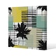 image 1 of Geometric Shape & Leaf Print in Yellow & Green (Canvas Print) 77 x 77 x 4cm