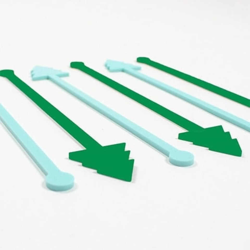 image 1 of Christmas Tree Green Acrylic Drink Stirrers - Pack of 6