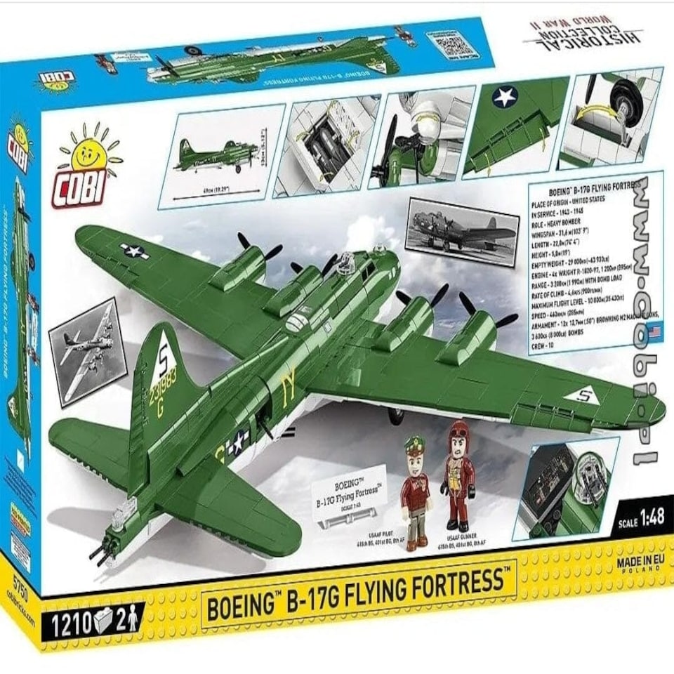 image 1 of Boeing B17G "Flying Fortress" brick plane model - COBI 5750- 1210 bricks