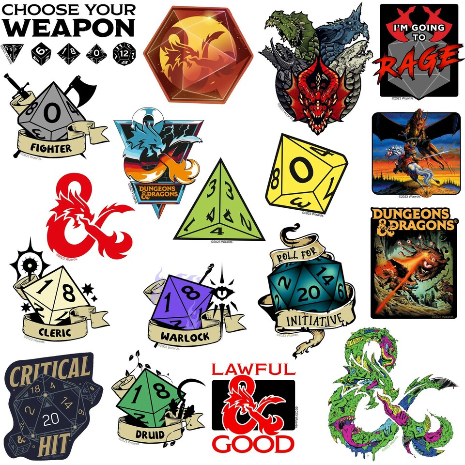 image 1 of Dungeons & Dragons Deluxe Stickers (Pack of 50) - Multicoloured - One Size