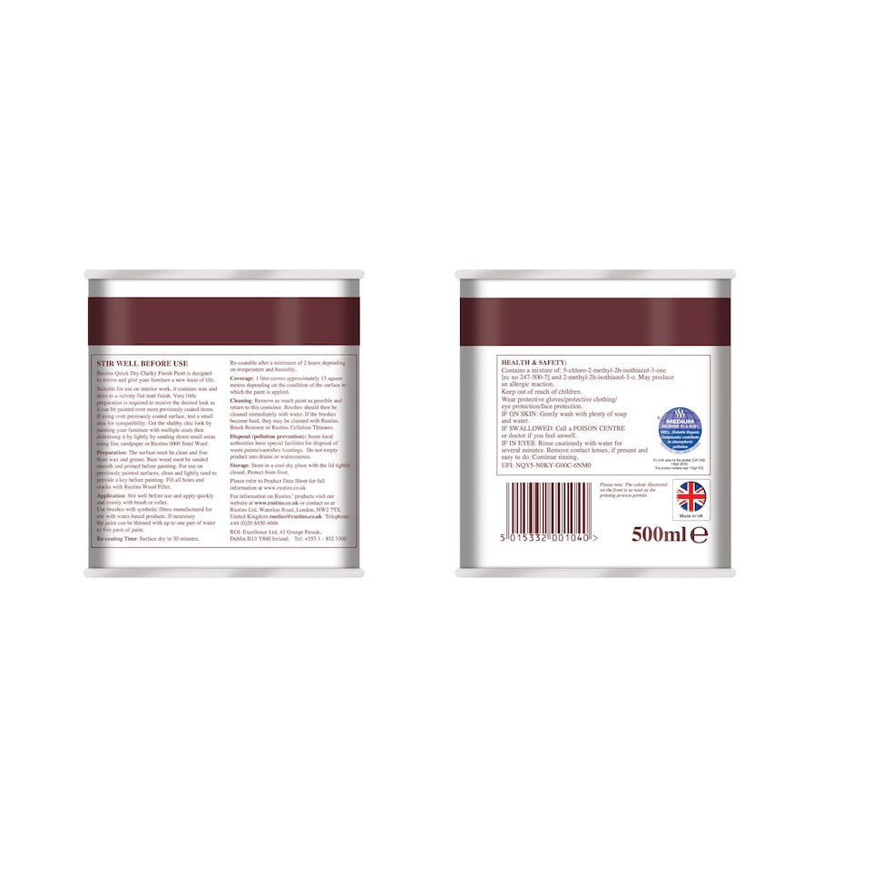 image 1 of Rustins - Chalky Finish Paint Windsor White 500ml
