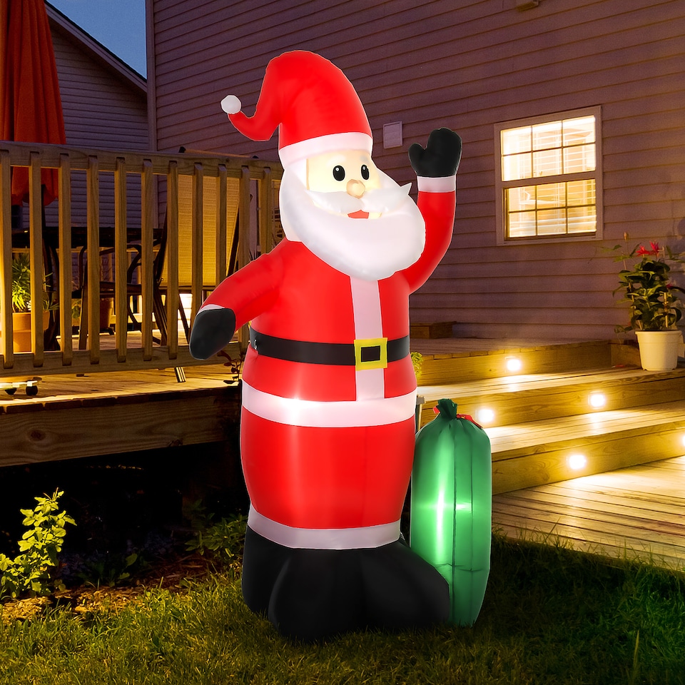 image 1 of HOMCOM 7.5ft Inflatable Christmas Santa Claus with LED Air Blown Xmas Décor Holiday Outdoor Yard Decoration