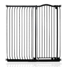 Safetots Extra Tall Curved Top Safety Gate, 134cm - 143cm, Matt Black, Extra Tall 100cm in Height, Pressure Fit Stair Gate, Baby Gate for Doors Hallways and Spaces, Safety Barrier, Easy Installation