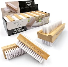 Double-Sided Wooden Nail Brush Heavy Duty Natural Bristle Hand Scrub Brush for Fingernails and Toes - Pack of 3 | White | White | 3