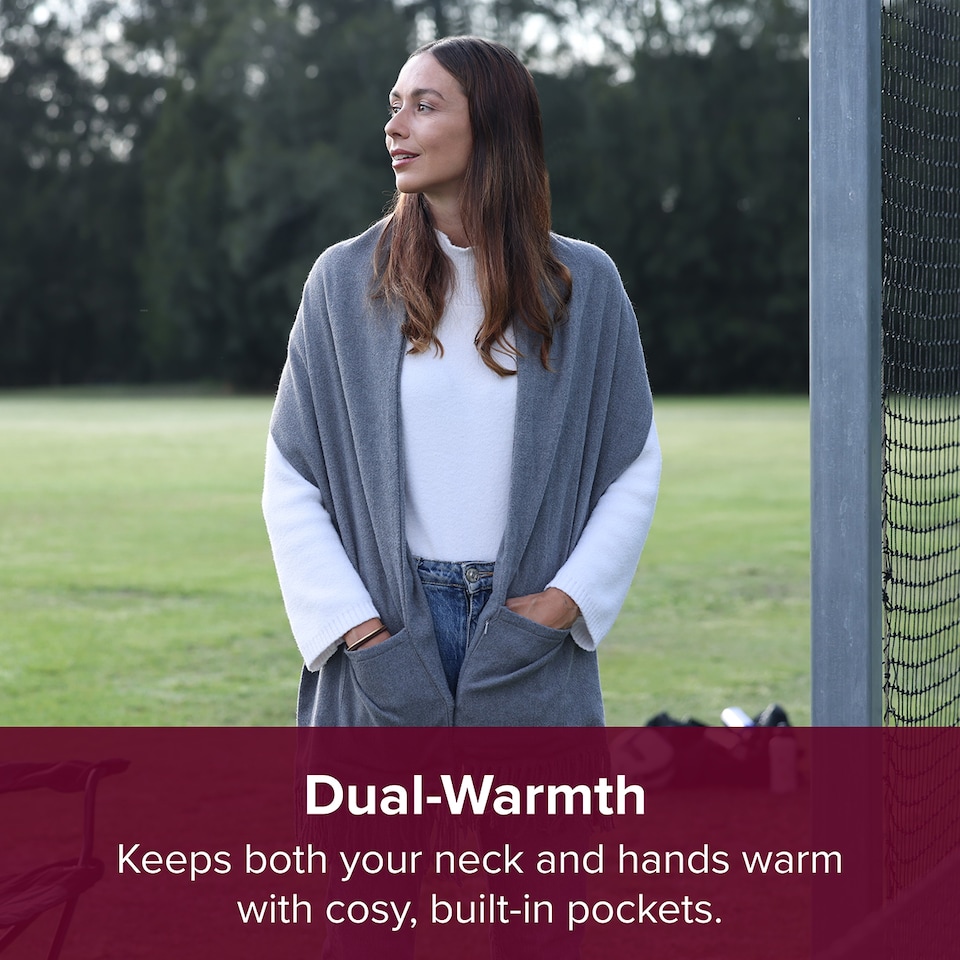 image 1 of Sash & Bloom 2-in-1 Heated Scarf with Heated Pockets and Rechargeable Battery Pack