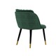 image 4 of Single Milano Velvet Dining Chair with Stylish Ribbed Back Design, Black Metal Legs with Silver Tips Green | Gold End Tips  