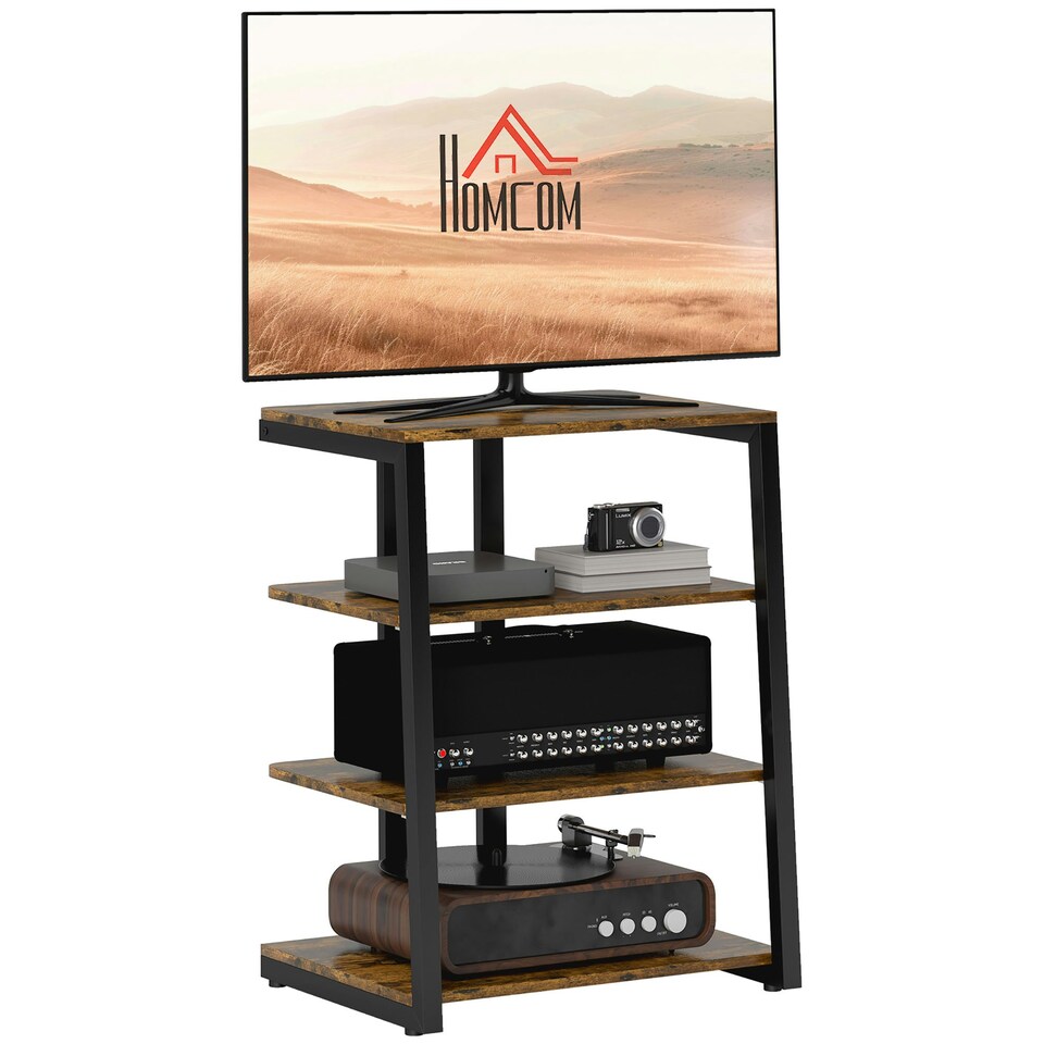 image 1 of HOMCOM HiFi Rack Stand w/ 4-Tier Record Player Stand Dark Brown