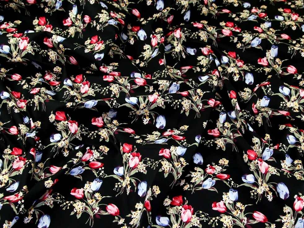 Rose and Hubble Black 100% Cotton Poplin Dressmaking Fabric, 112.5cm / 44" Wide - per metre