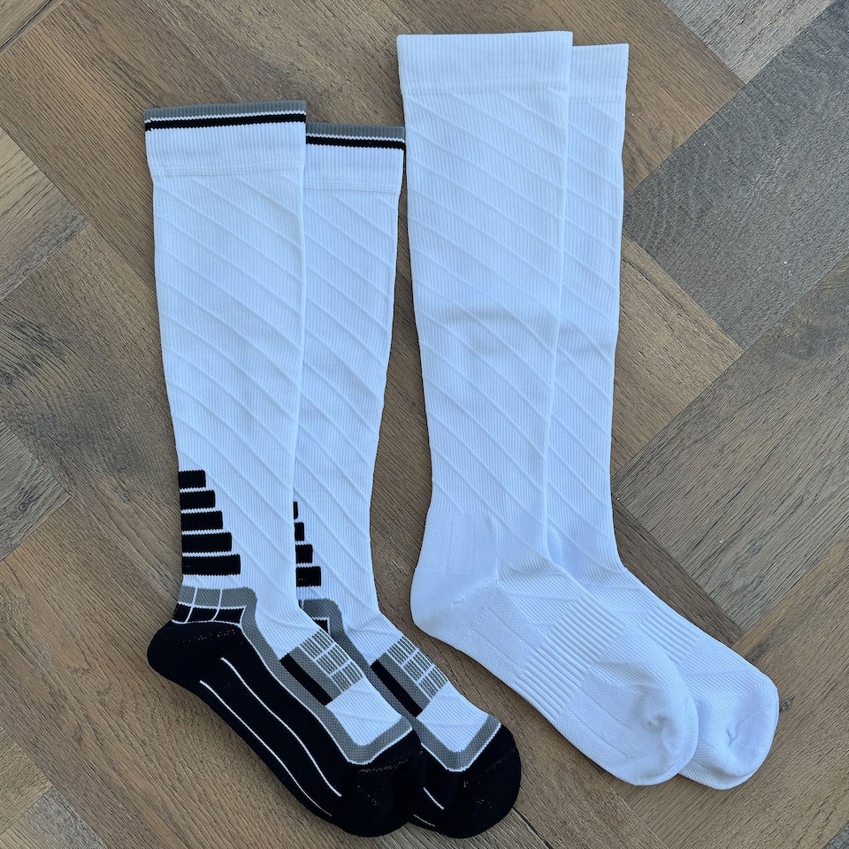 image 1 of aZengear Compression Socks for Women & Men (20-30 mmHg) Knee-High Flight Socks, Calf Support for Travel, Running - Seamless Toe, Padded Heel and Sole