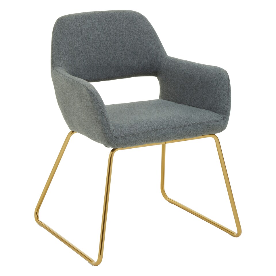 image 1 of Interiors by Premier Grey Dining Chair, High Quality Kitchen Chair, Back & Arm Support Fabric Chair, Easy to Clean Armchair