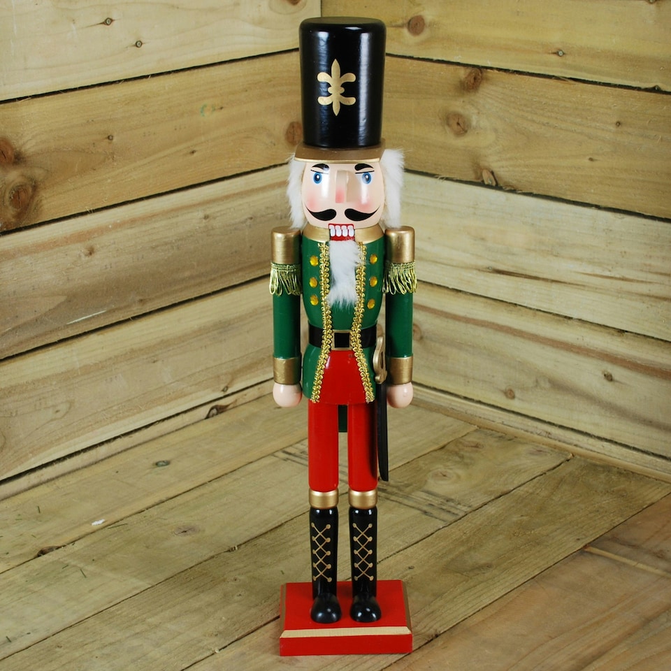 image 1 of 60cm Christmas Nutcracker Wooden Soldier Decoration - Green Jacket