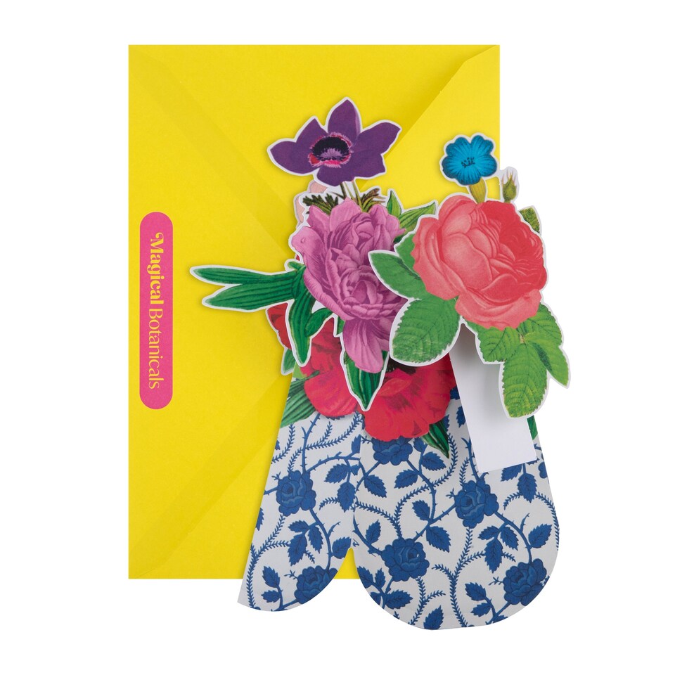 image 1 of Hallmark Magical Botanicals Paper Flowers 'Wonders' - 3D Pop-Up Patterned Vase