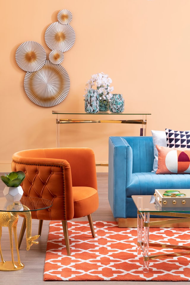 image 1 of Bosie Kensington Townhouse Small Orange Hand Woven Rug | White