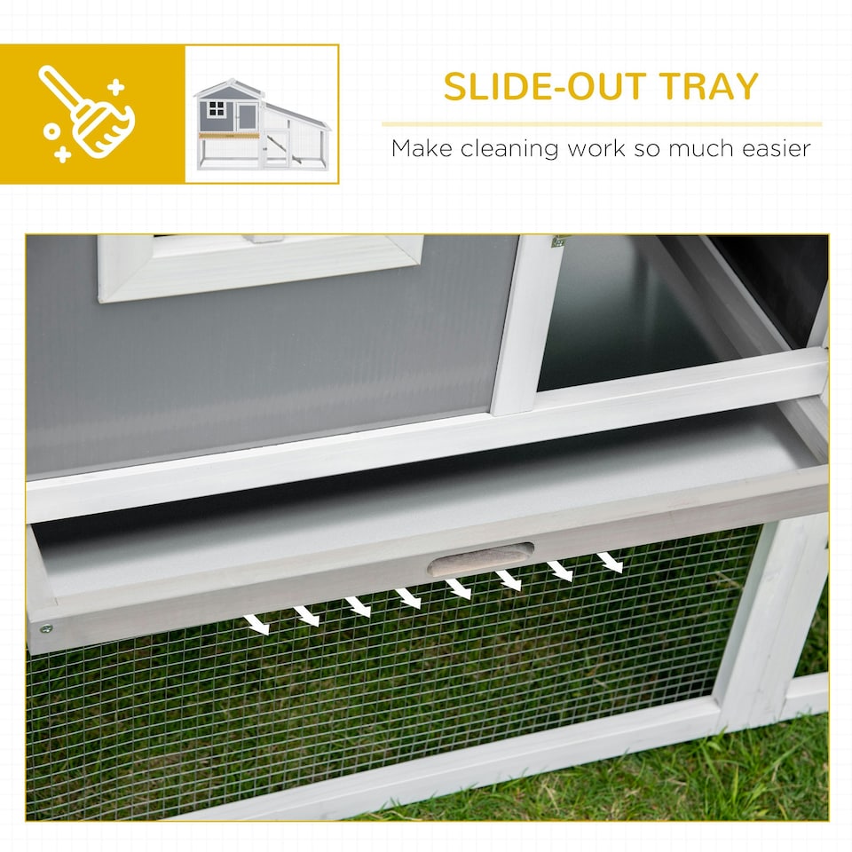 image 1 of PawHut Rabbit Hutch, Guinea Pig Cage 2 Tier w/ Sunlight Roof & Tray, Grey