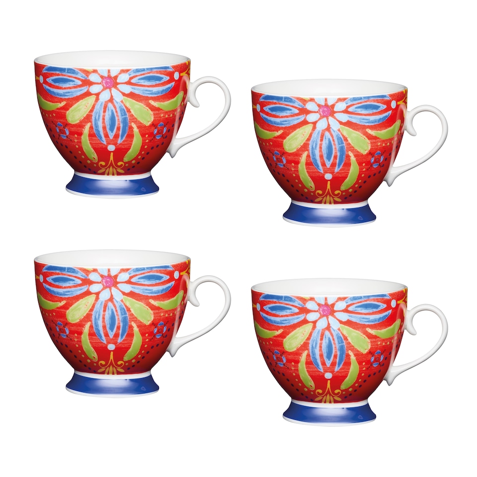 image 1 of KitchenCraft China Moroccan Red Footed Mugs Pack of 4