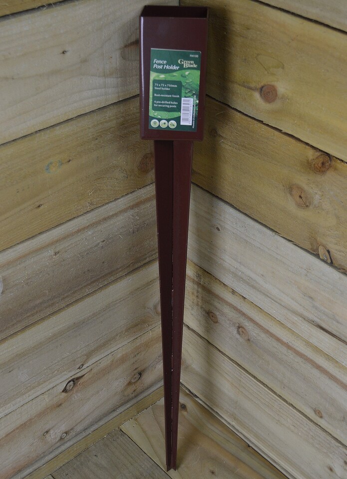 image 1 of 75mm x 75mm (3"x 3") Metal Garden Fence Post Holder & Spike