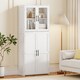image 8 of COSTWAY Broom Closet Storage Cabinet Wooden Utility White