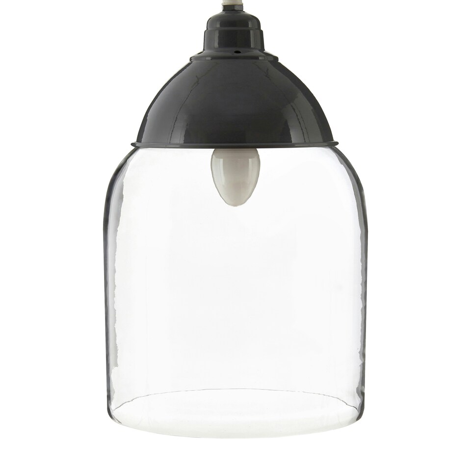 image 1 of Interiors by Premier Grey Glass and Iron Pendant Light