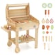 image 1 of COSTWAY Wooden Barbecue Grill Toy Set Kids BBQ Grill Playset With Play Food Natural