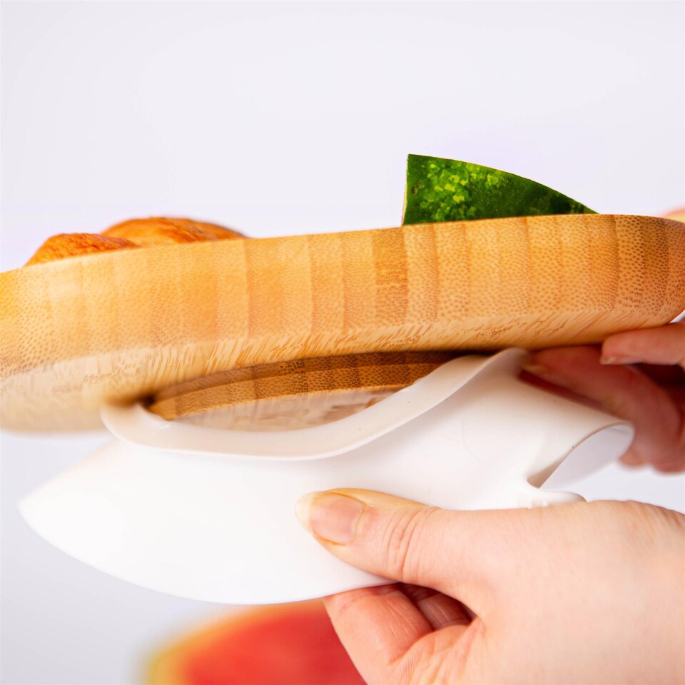 image 1 of Tiny Dining Children's Bamboo Suction Plate - White | White | White