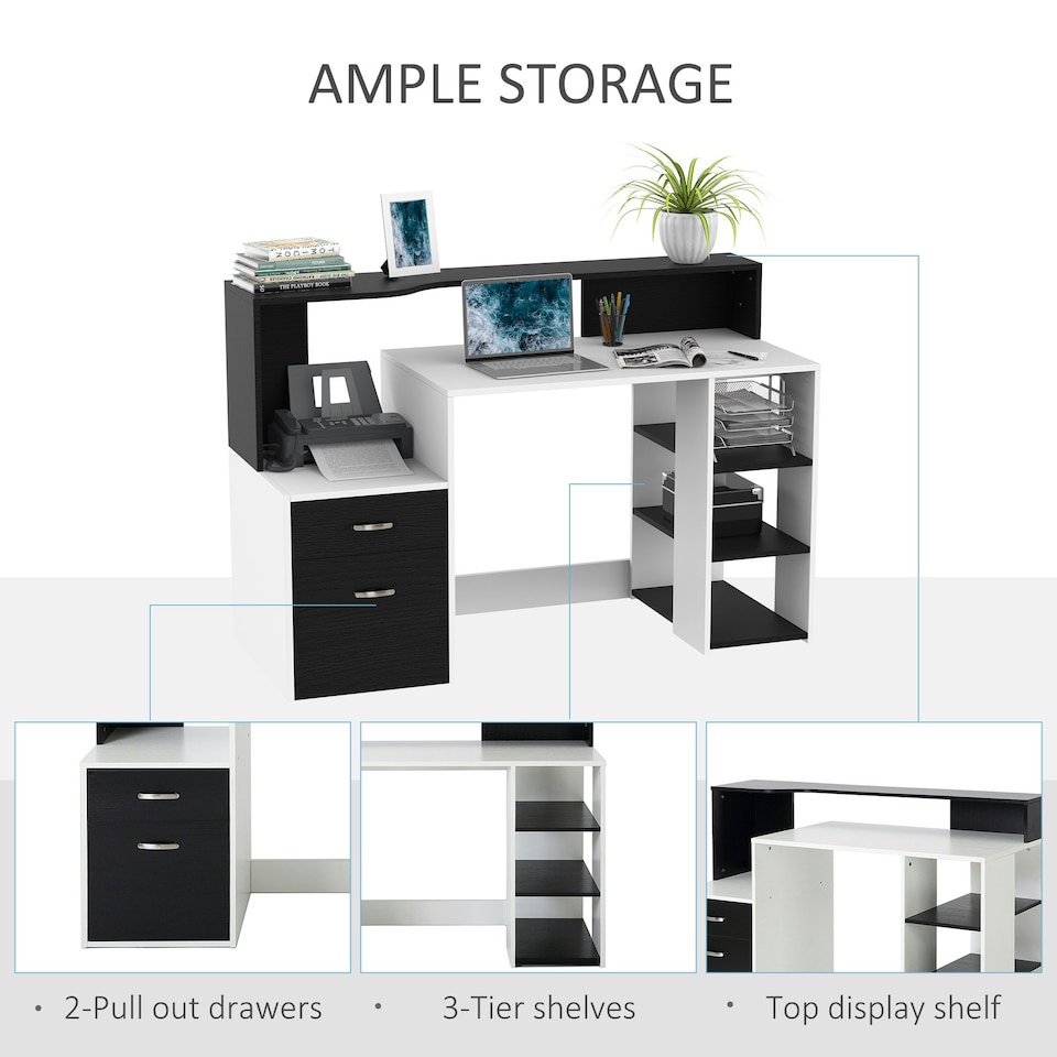 image 1 of HOMCOM Multi-Storage & Workstation Desk Table Storage Shelves