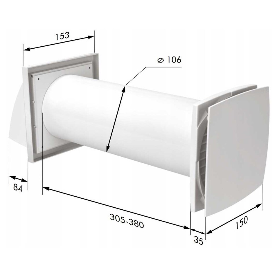 image 1 of Wall Heat Recovery Ventilator System Kit MVHR Unit 100mm Single Room