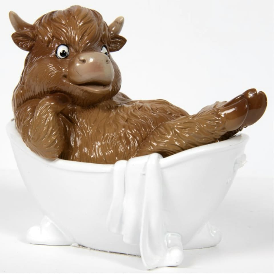 image 1 of 'Bathtime' Highland Cow in Bath Tub Figurine Novelty Bathroom Decoration (Copy)
