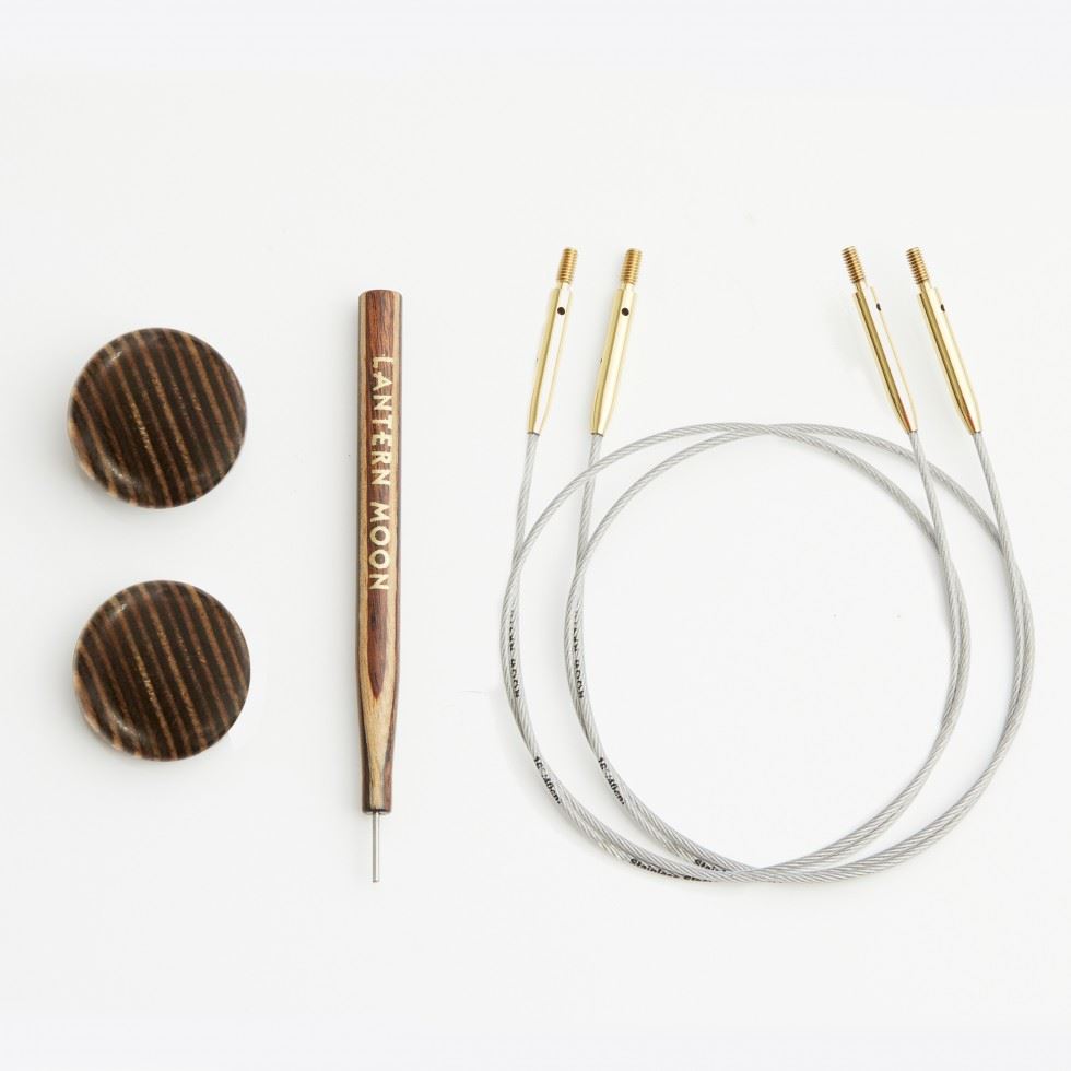 Lantern Moon Cable: Fixed: Set of 2 with End Caps & Tightening Tool: 76cm in Silver