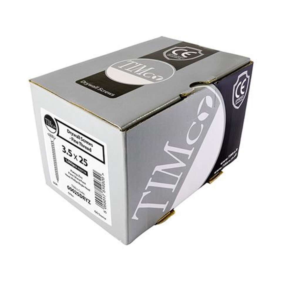image 1 of Timco - Drywall Metal Stud Plasterboard Screws - PH - Bugle - Fine Thread - Zinc (Size 3.5 x 32 - 1000 Pieces)