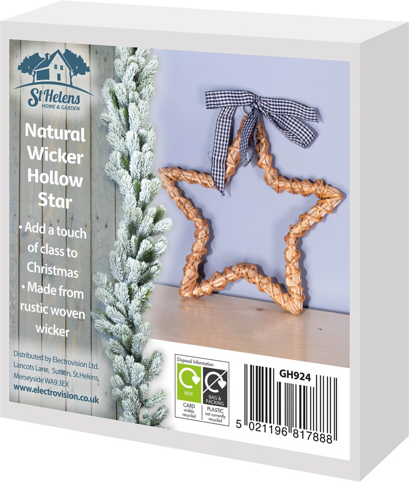 image 1 of St Helens Natural Wicker Hollow Star Woven Willow
