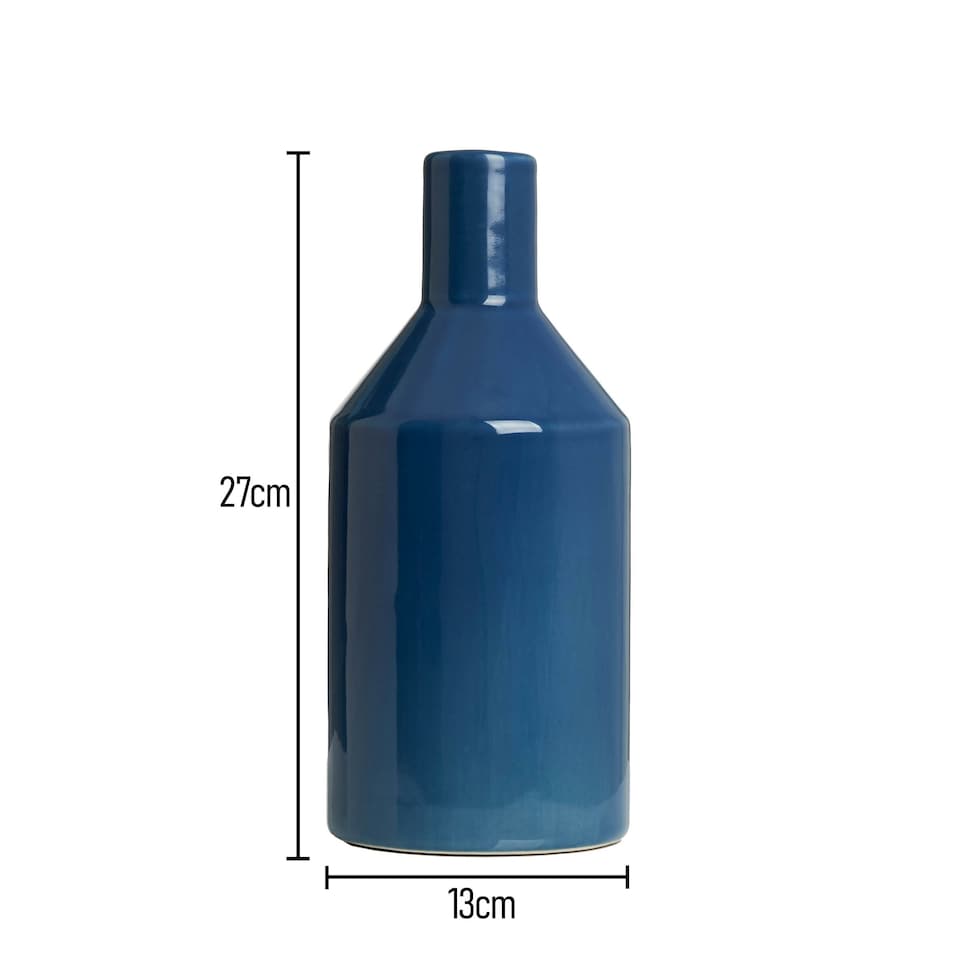 image 1 of BHS Bottle Ceramic Vase, Blue