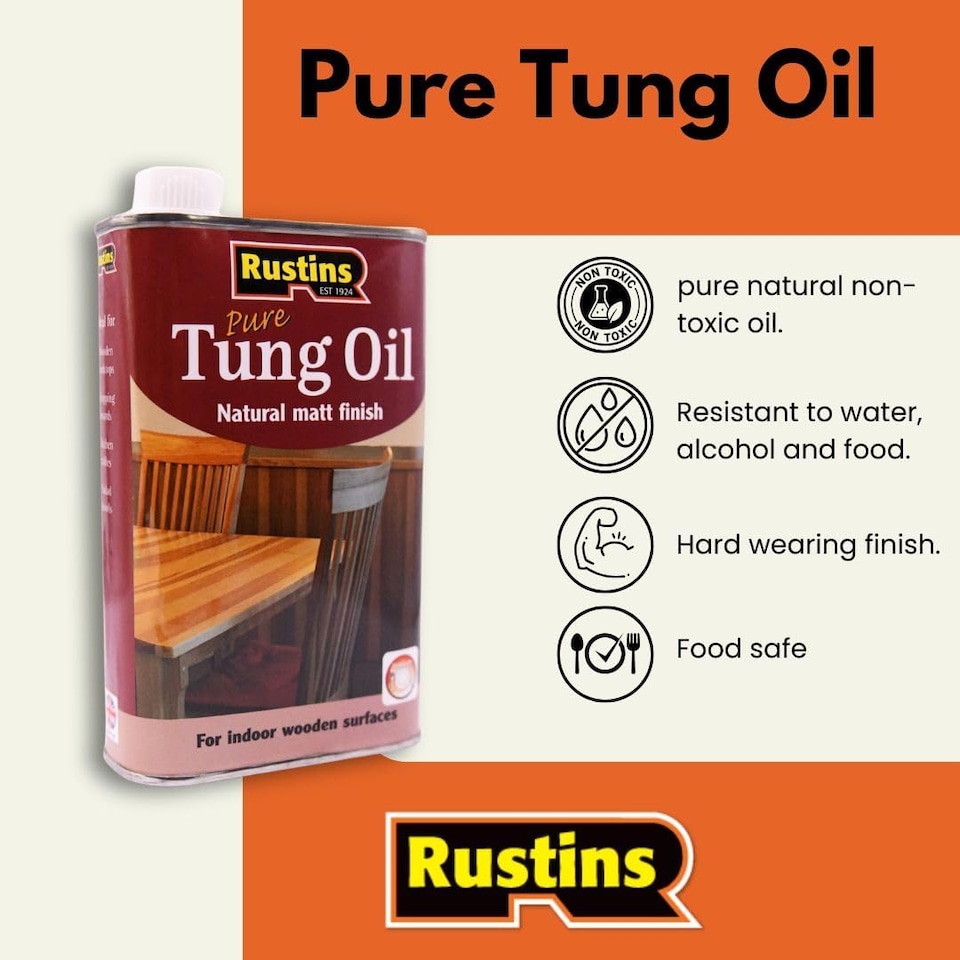 image 1 of Rustins Pure Tung Oil Matt 500ml | Clear | 500ml | 1