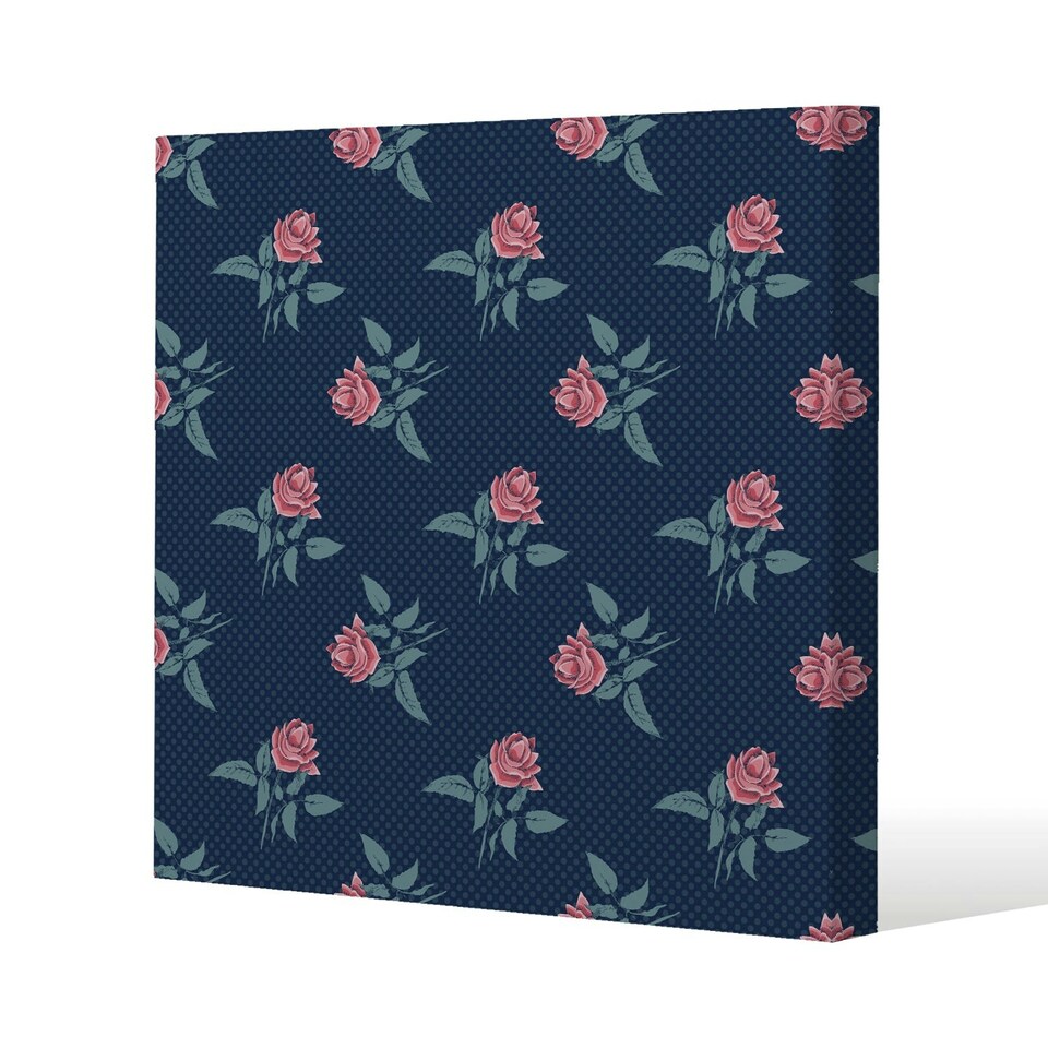 image 1 of Roses & Spots Print (Canvas Print) 90 x 90 x 4cm